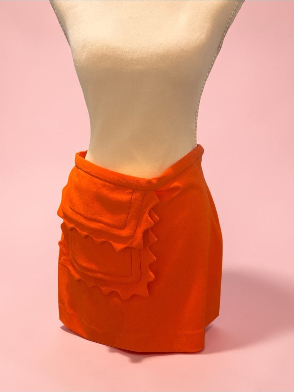 Victoria Beckham For Target Orange Mini Skirt with Ruffle Patch Pocket Medium